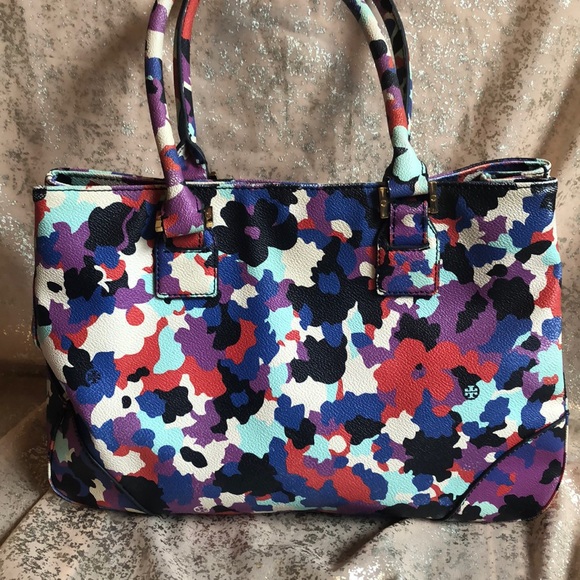 RARE TORY BURCH FLORAL PRINT LEATHER HANDBAG!! - Picture 4 of 8
